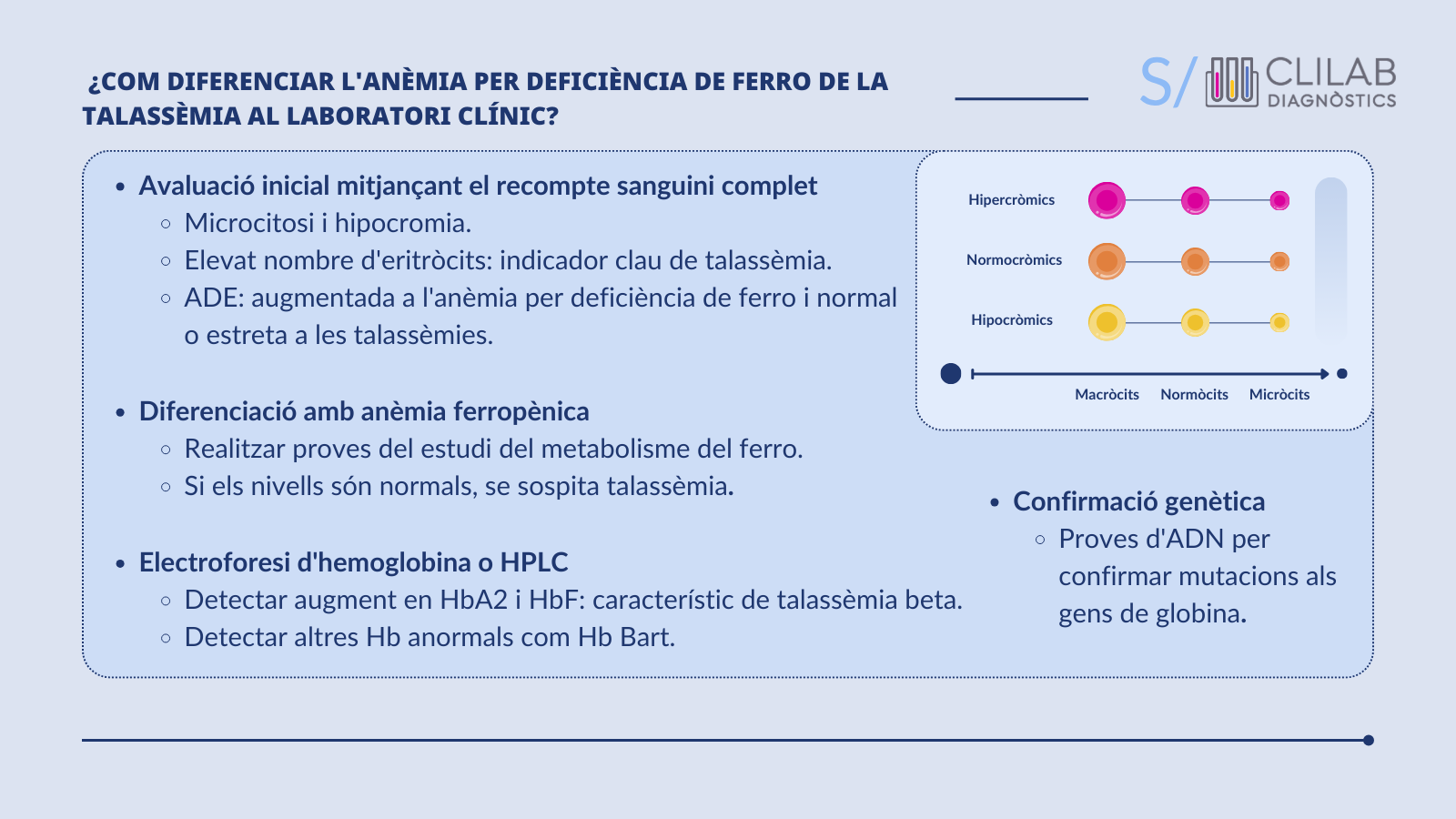 Elements essencials per a l'avaluació de microcitosi al laboratori clínic.