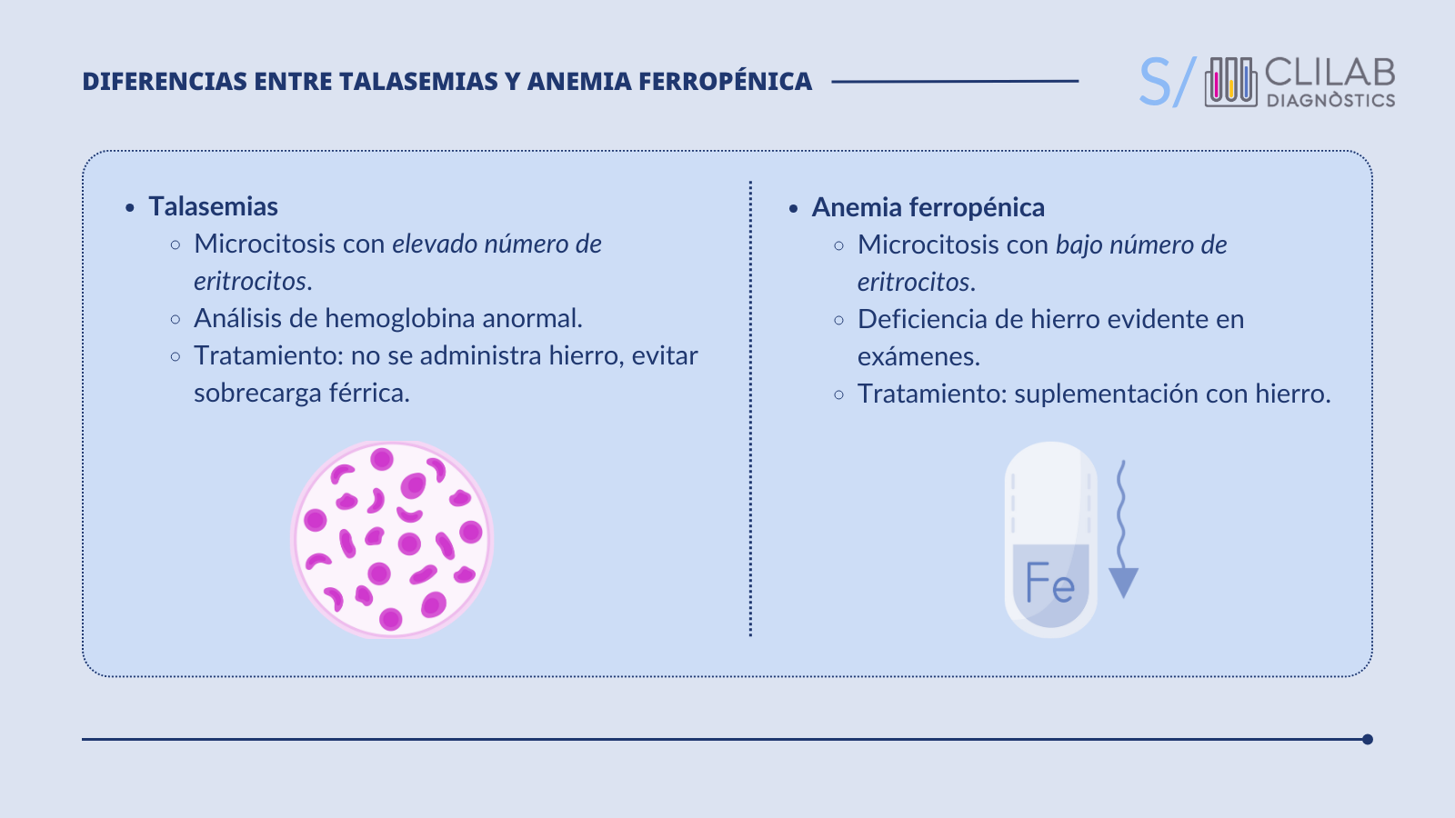 Diferencias entre talasemias y anemia ferropénica