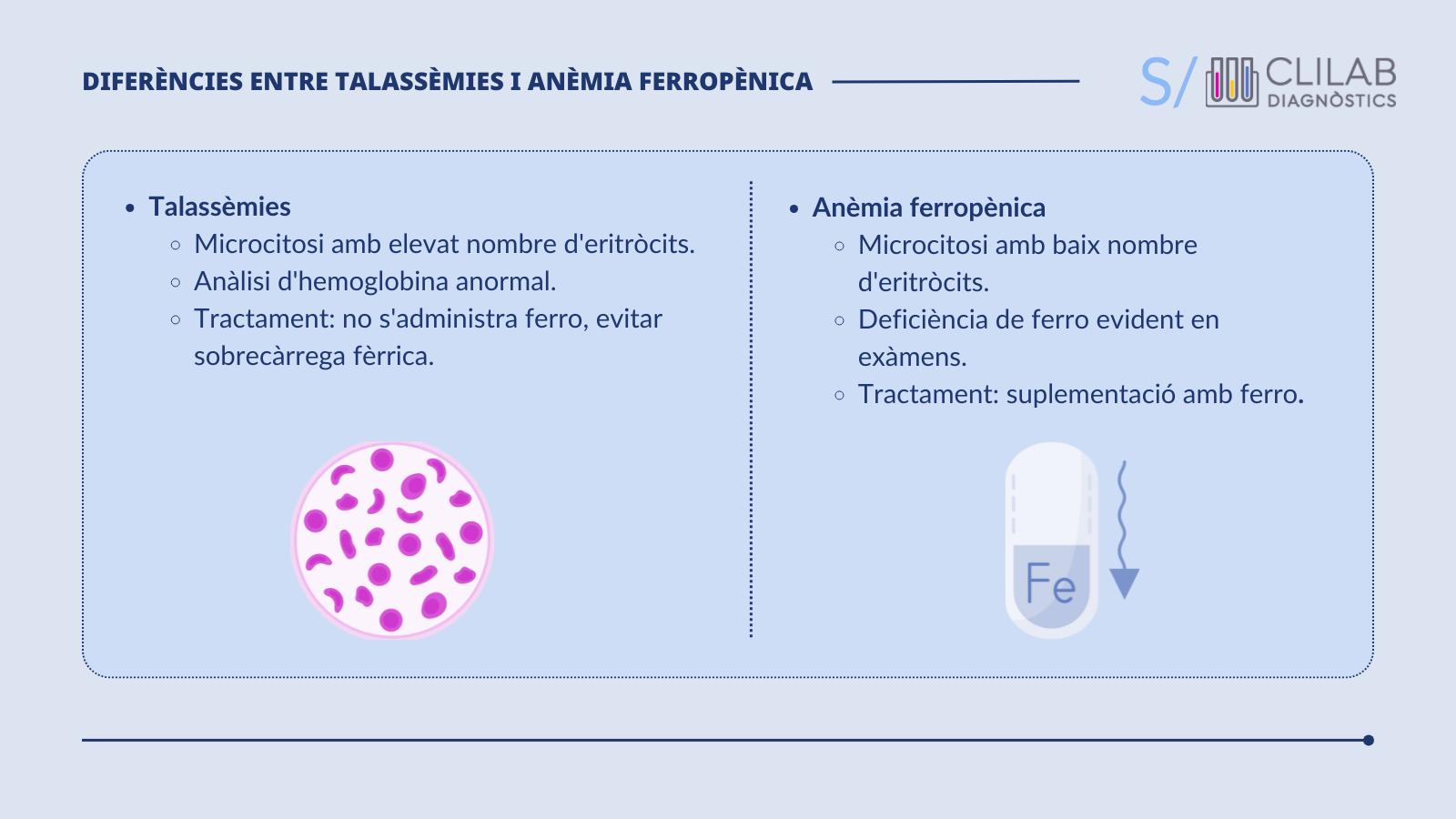 Diferències entre talassèmies i anèmia ferropènica