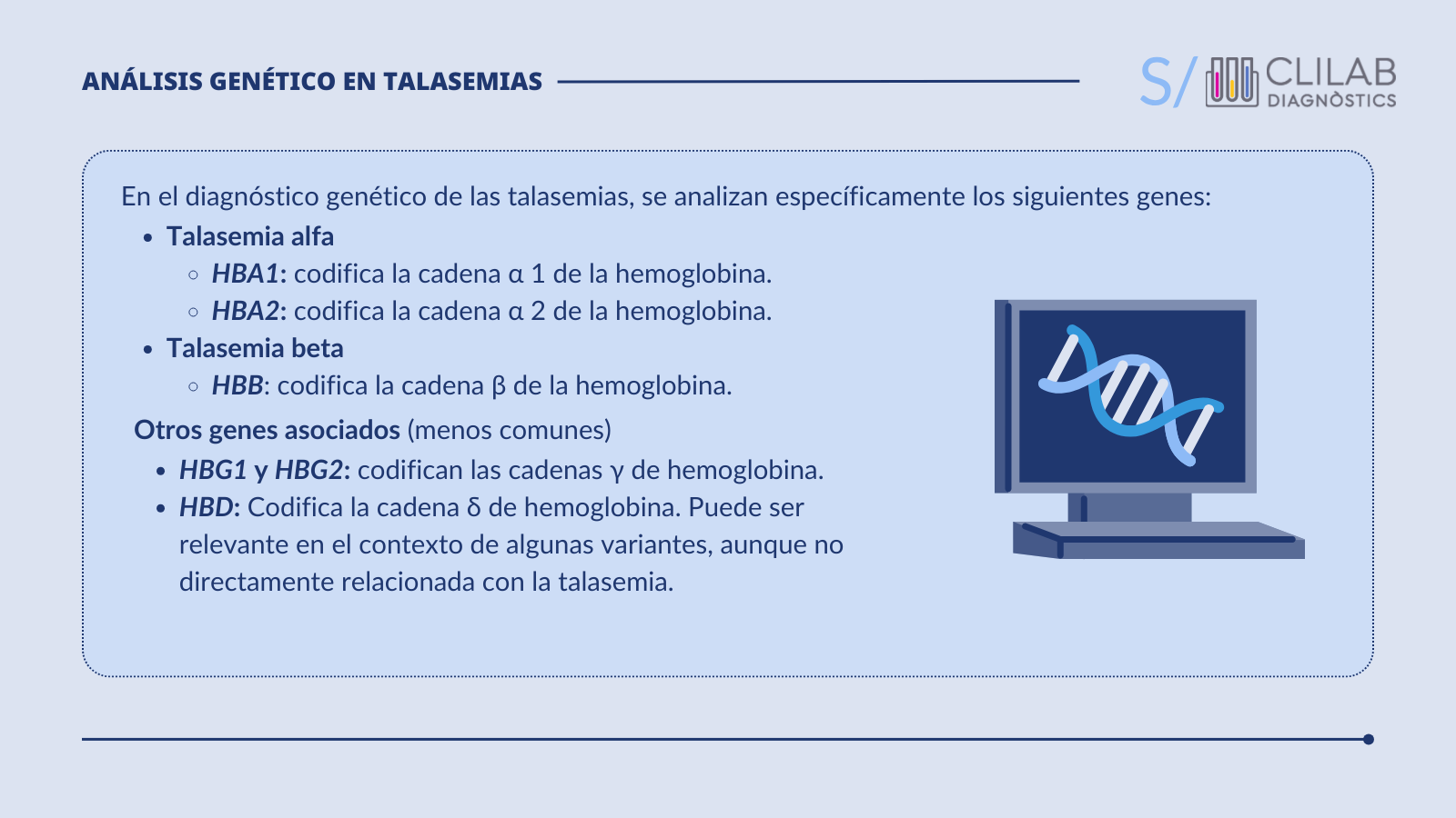 Genes estudiados en el análisis genético de talasemias