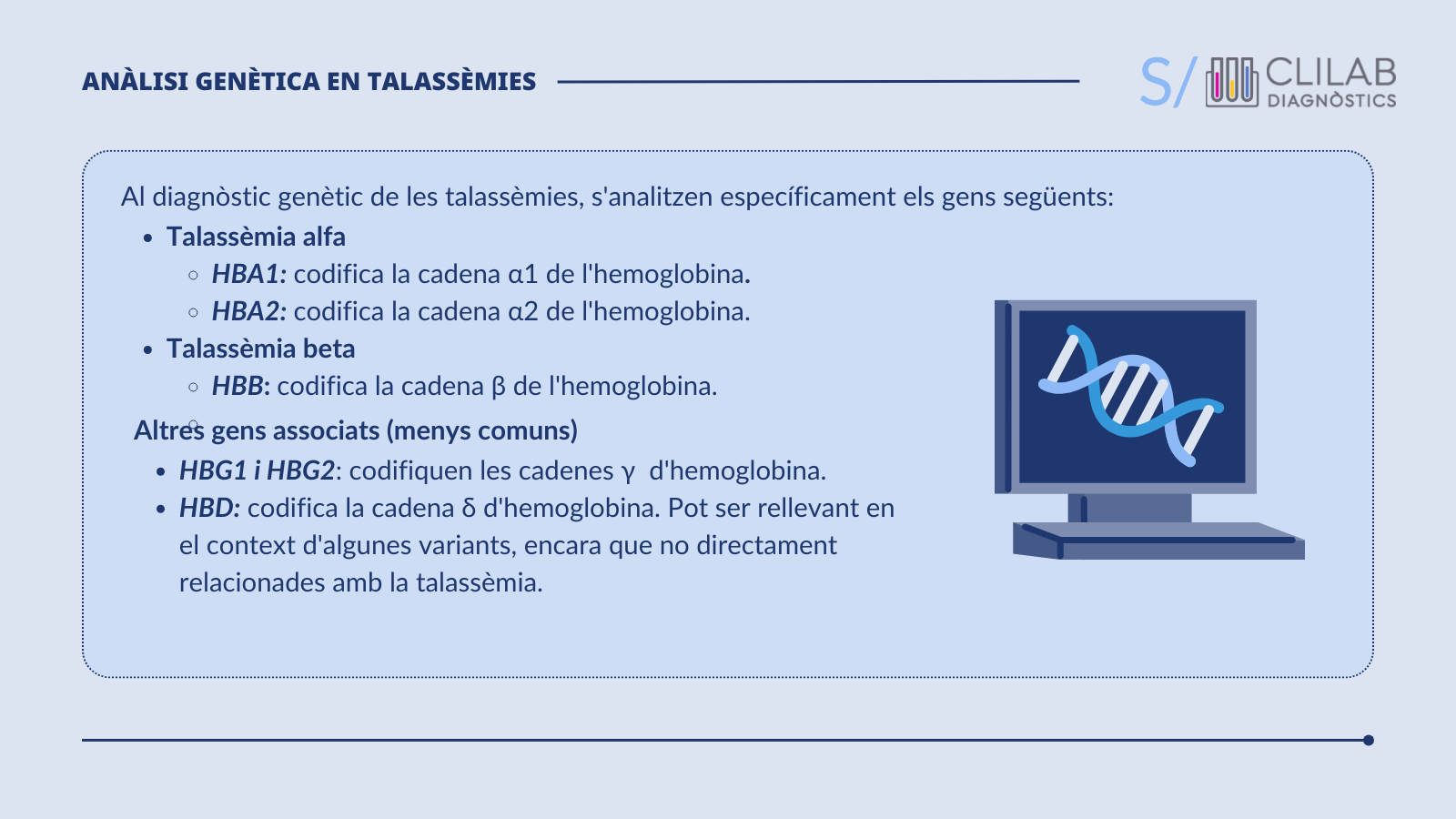 Gens estudiats en l'anàlisi genètica de talassèmies